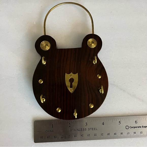 Wood & Brass Color Key Hanger Hook Storage Home Decor - Picture 3 of 7